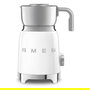 Smeg MFF11WHEU Espumador de Leche Automático 50's Style Blanco, Acero Inoxidable, 250 ml de Espuma, 0.6 L, Funciones Caliente y Fría