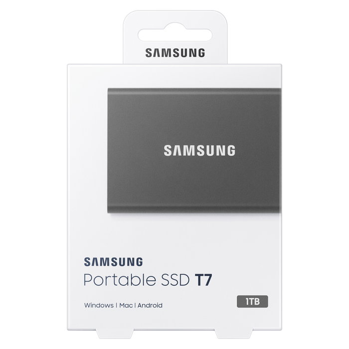 Samsung SSD T7 Portátil 1TB USB-C USB 3.2 Gen 2 Gris Titanio - Hasta 1050 MB/s, Cifrado 256-bit AES