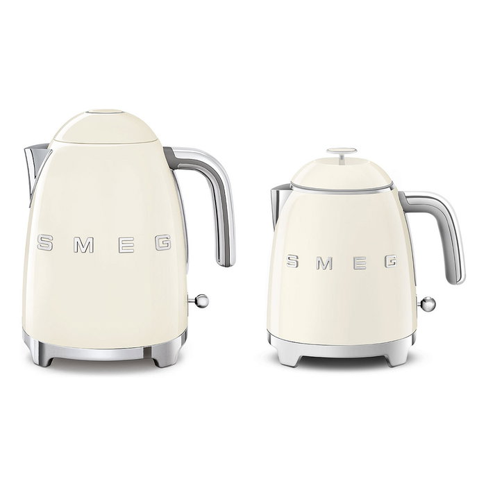 SMEG KLF05CREU Hervidor de Agua Eléctrico Mini, 0.8 Litros, 1400 W, Color Crema, Apagado Automático, Base Giratoria 360°, con Filtro e Indicador de Nivel