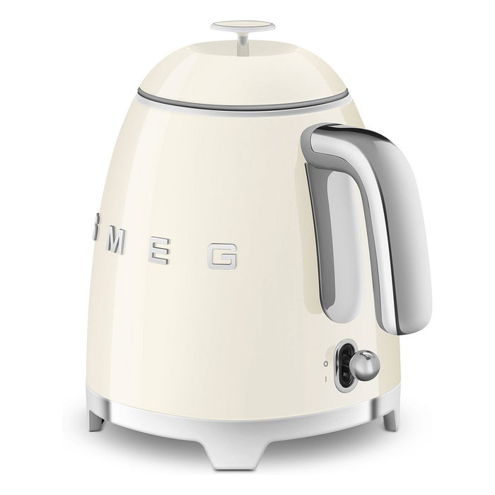 SMEG KLF05CREU Hervidor de Agua Eléctrico Mini, 0.8 Litros, 1400 W, Color Crema, Apagado Automático, Base Giratoria 360°, con Filtro e Indicador de Nivel