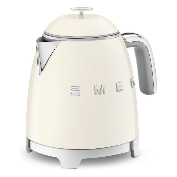 SMEG KLF05CREU Hervidor de Agua Eléctrico Mini, 0.8 Litros, 1400 W, Color Crema, Apagado Automático, Base Giratoria 360°, con Filtro e Indicador de Nivel