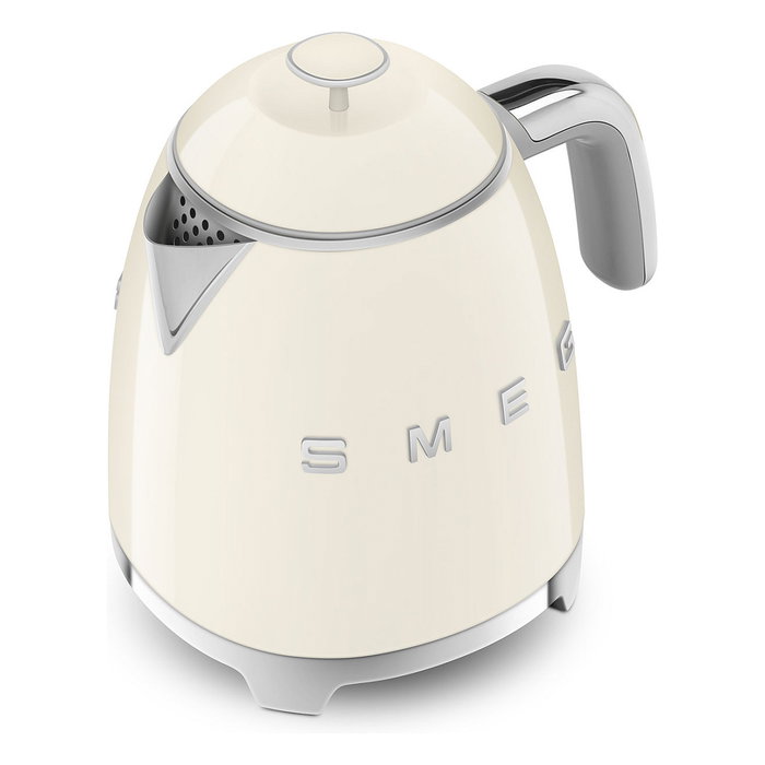 SMEG KLF05CREU Hervidor de Agua Eléctrico Mini, 0.8 Litros, 1400 W, Color Crema, Apagado Automático, Base Giratoria 360°, con Filtro e Indicador de Nivel
