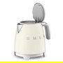 SMEG KLF05CREU Hervidor de Agua Eléctrico Mini, 0.8 Litros, 1400 W, Color Crema, Apagado Automático, Base Giratoria 360°, con Filtro e Indicador de Nivel