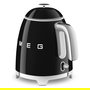 Smeg KLF05BLEU Mini Hervidor de Agua Eléctrico 0.8 Litros 1400W con Filtro, Apagado Automático y Base 360°, Color Negro