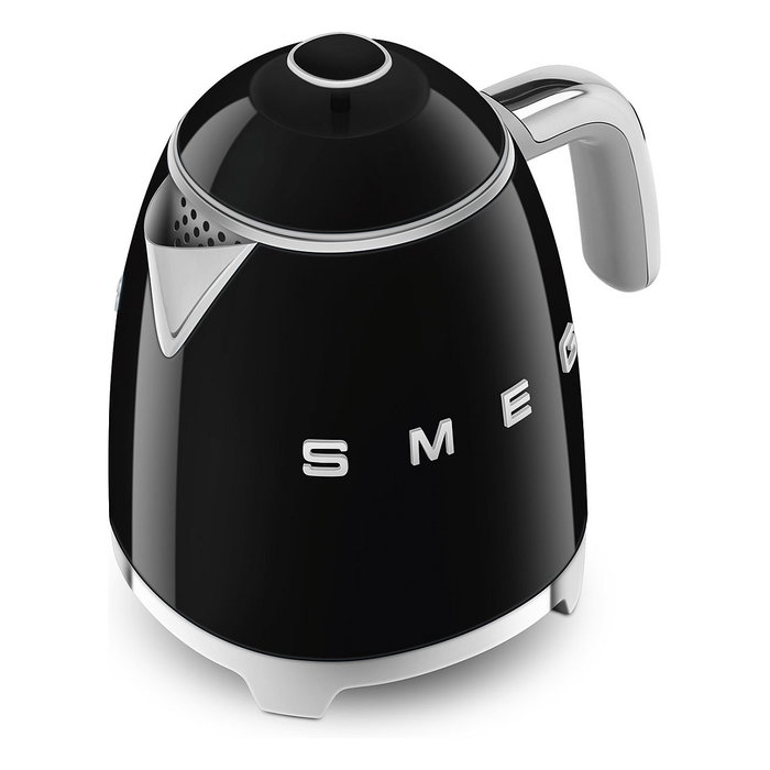 Smeg KLF05BLEU Mini Hervidor de Agua Eléctrico 0.8 Litros 1400W con Filtro, Apagado Automático y Base 360°, Color Negro