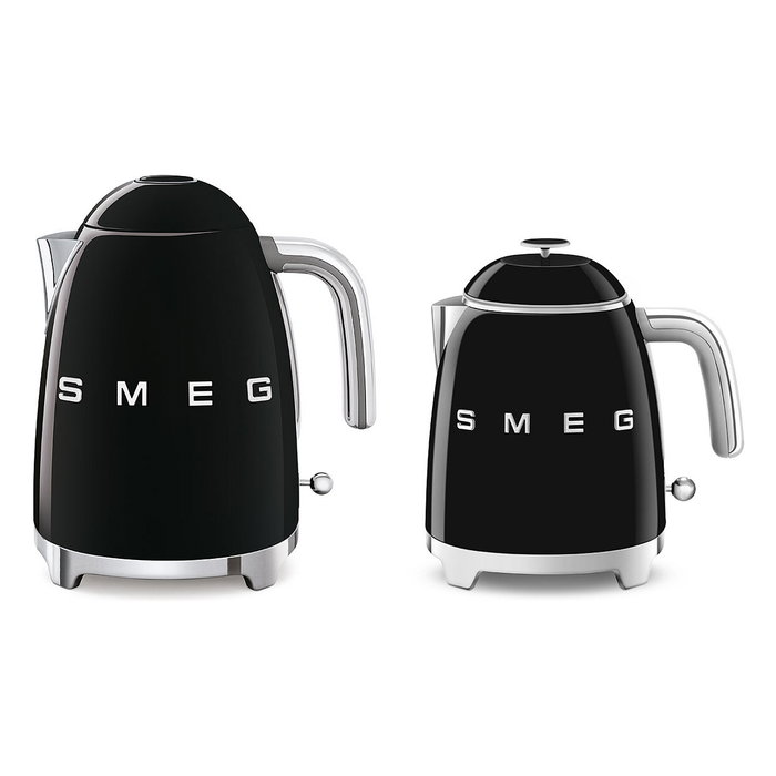 Smeg KLF05BLEU Mini Hervidor de Agua Eléctrico 0.8 Litros 1400W con Filtro, Apagado Automático y Base 360°, Color Negro