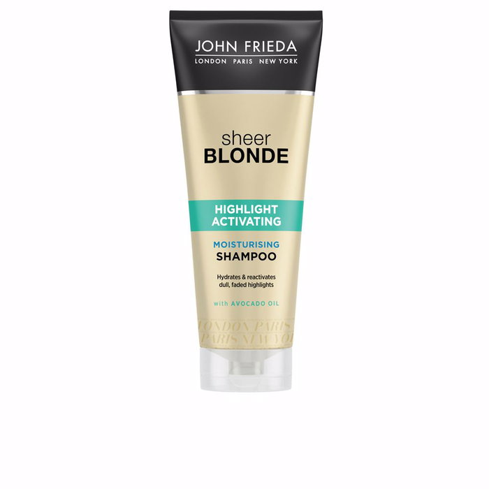 John Frieda Sheer Blonde Champú Hidratante Activador de Reflejos para Cabellos Rubios y Decolorados, 250 ml John Frieda Sheer Blonde Champú Hidratante Activador de Reflejos para Cabellos Rubios y Decolorados, 250 ml