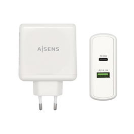 AISENS - CARGADOR 48W 1xUSB-C PD3.0 30W 1xUSB-A QC3.0 18W BLANCO