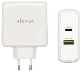 Aisens Cargador 48W con USB-C PD3.0 y USB-A QC3.0 Blanco