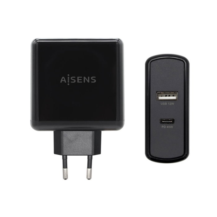 Aisens Cargador 57W con USB-C PD 45W y USB-A 12W Negro Aisens Cargador 57W con USB-C PD 45W y USB-A 12W Negro