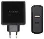 Aisens Cargador 57W con USB-C PD 45W y USB-A 12W ASCH-2PD45A-BK Negro