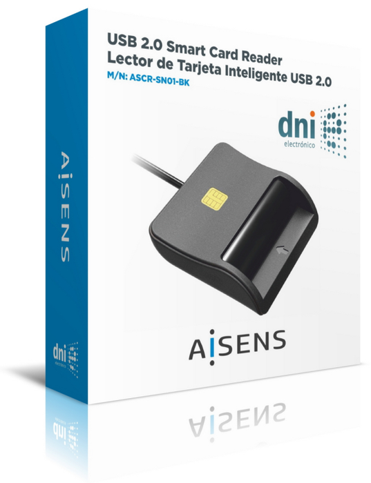 Aisens Lector de Tarjeta Inteligente DNI Negro USB 2.0 ASCR-SN01-BK