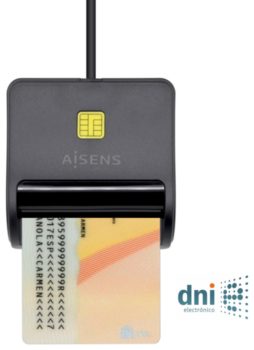 Aisens Lector de Tarjeta Inteligente DNI Negro USB 2.0 ASCR-SN01-BK