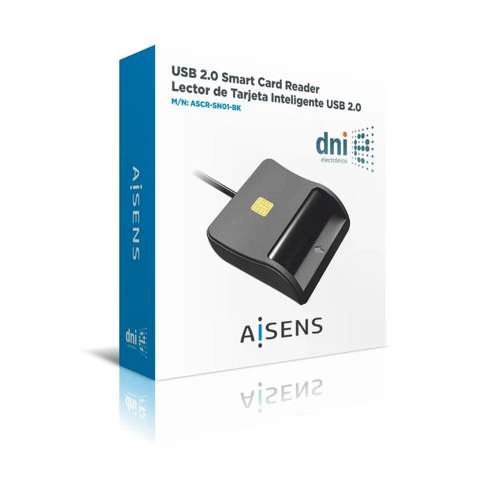 Aisens Lector de Tarjeta Inteligente DNI Negro USB 2.0 ASCR-SN01-BK