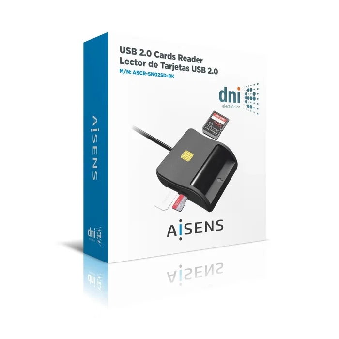 Aisens Lector de tarjetas DNIe y memorias SD, SIM, MMC en negro