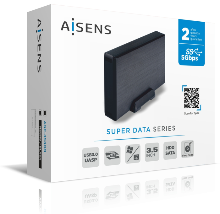 Aisens ASE-3530B Caja Externa 3,5 Pulgadas SATA a USB 3.0/3.1 Gen1, Negra