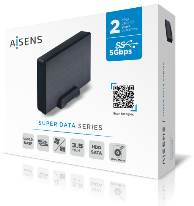 Aisens ASE-3530B Caja Externa 3,5 Pulgadas SATA a USB 3.0/3.1 Gen1, Negra