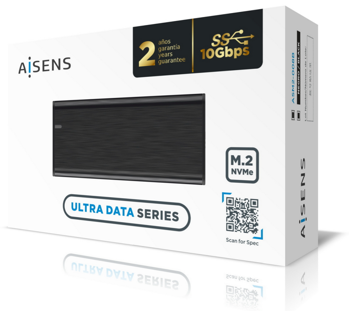 Aisens Caja Externa M.2 NVMe ASM2-008B USB 3.2 Gen2, Negra