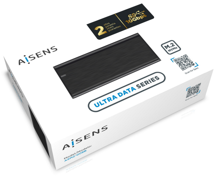 Aisens Caja Externa M.2 NVMe ASM2-008B USB 3.2 Gen2, Negra