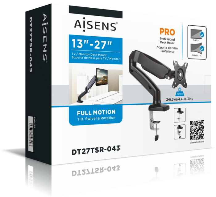 Aisens Soporte de Mesa DT27TSR-043 para Monitor de 13-32 pulgadas, Negro