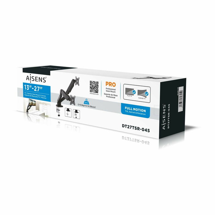 Aisens Soporte de Mesa para 2 Monitores DT27TSR-045 Negro