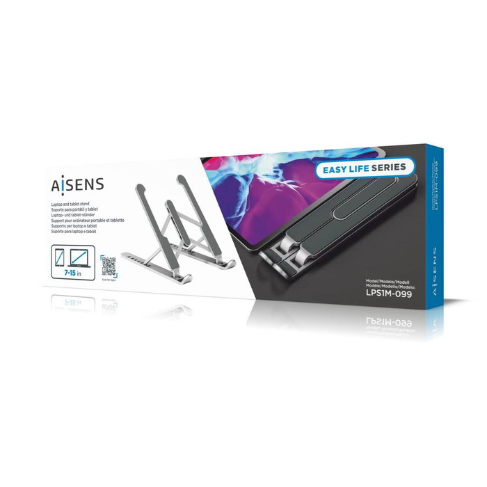 Aisens Soporte de Sobremesa Ajustable para Portátil/Tablet 10-15 Pulgadas, Plata