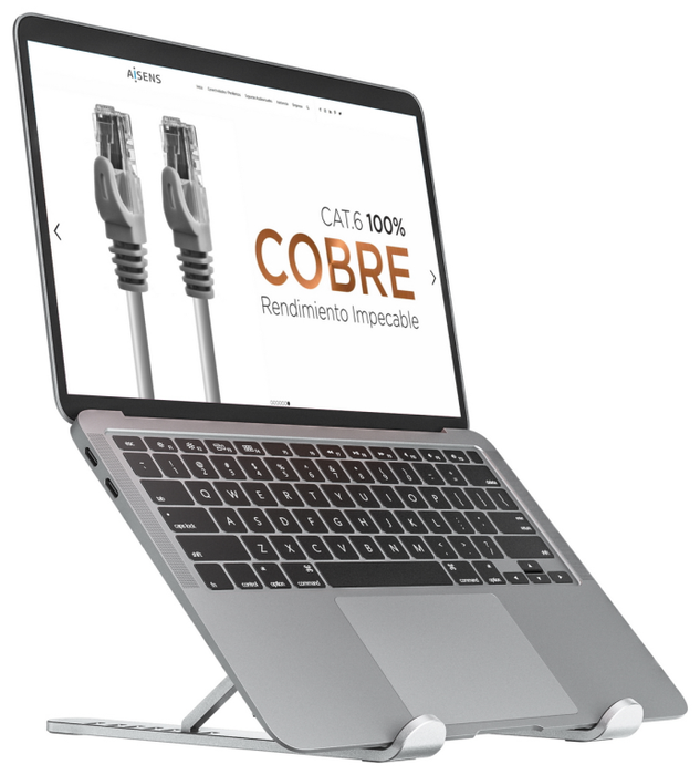 Aisens Soporte de Sobremesa Ajustable para Portátil/Tablet 10-15 Pulgadas, Plata