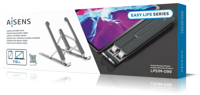 Aisens Soporte de Sobremesa Ajustable para Portátil/Tablet 10-15 Pulgadas, Plata