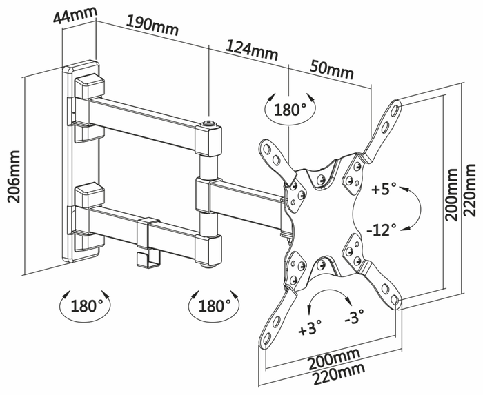 Aisens Soporte de Pared Eco Giratorio para TV/Monitor 13-42 Pulgadas Negro