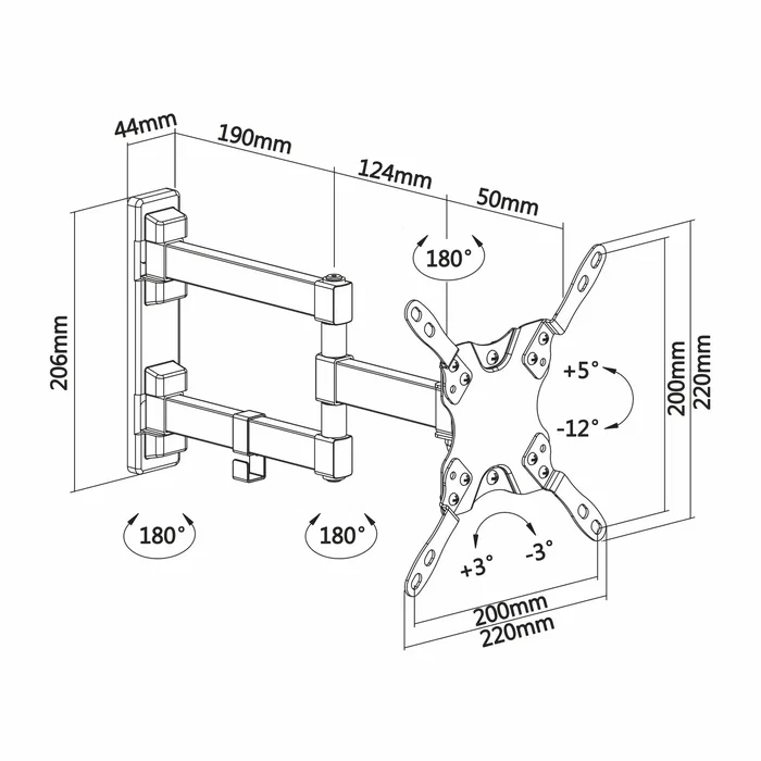 Aisens Soporte de Pared WT42TSLE-011 para TV y Monitor de 13-42 pulgadas, Negro
