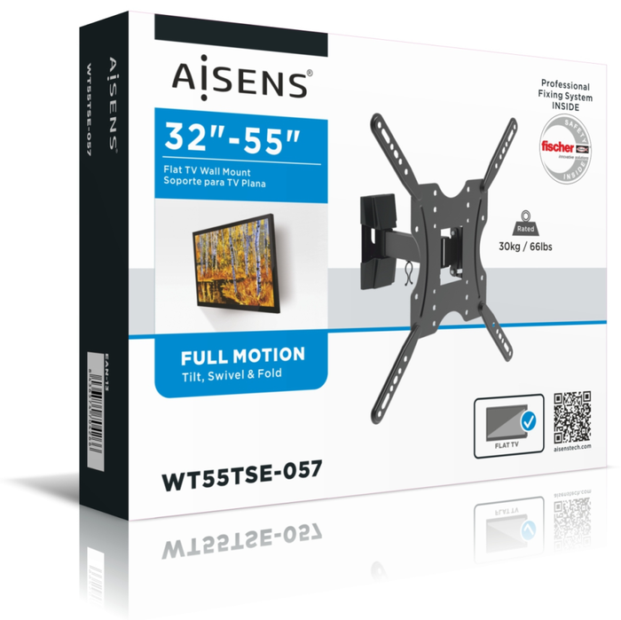 Aisens Soporte ECO Giratorio e Inclinable para TV/Monitor 32-55 pulgadas, 30kg, Negro