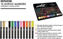 ARTIST BY ALEX BOG Estuche 12 Rotuladores Acrylic Markers Colores Surtidos