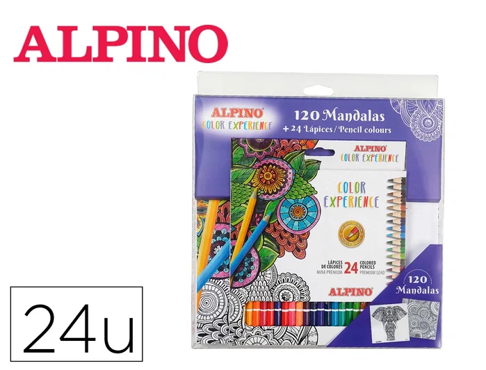 ALPINO Set de Dibujo Color Experience con 24 Lápices y Libro de 120 Mandalas