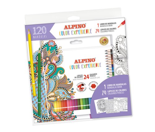 ALPINO Set de Dibujo Color Experience con 24 Lápices y Libro de 120 Mandalas