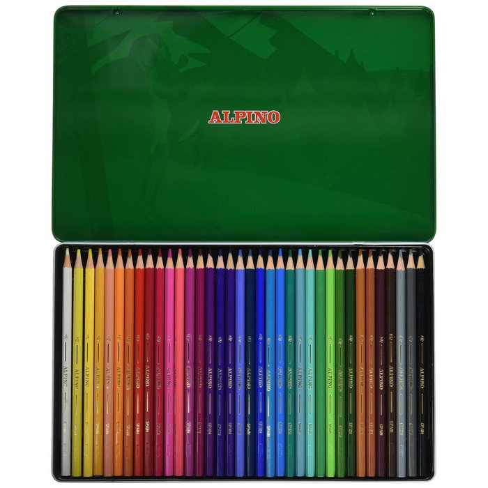 Alpino Lápices de Colores Multicolor con Estuche Metálico de 36 Unidades