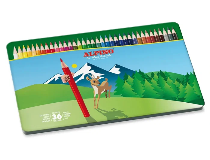 Alpino Lápices de Colores Multicolor con Estuche Metálico de 36 Unidades