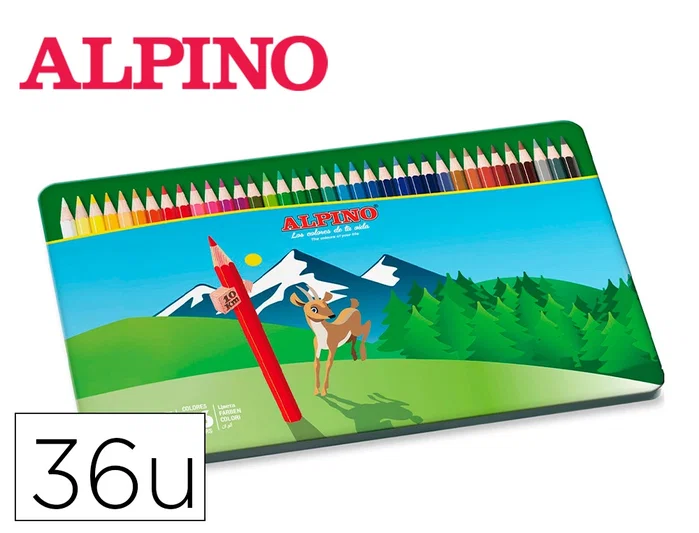 Alpino Lápices de Colores Multicolor con Estuche Metálico de 36 Unidades