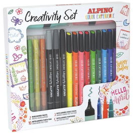 Alpino Creativity Color Experience Set C-Surtidos Estuche 20 Ud - Rotuladores Fineliner, Glitter, Doble Punta y Pastel
