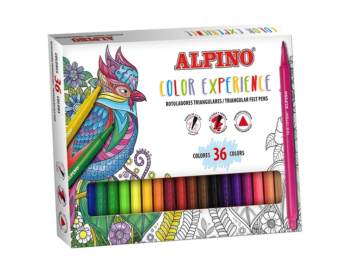 Alpino Color Experience Set de 36 Rotuladores Triangulares de Doble Punta Multicolor