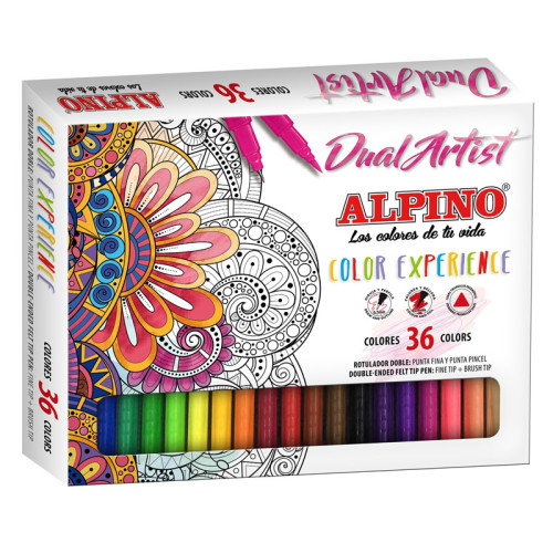 Alpino Color Experience Set de 36 Rotuladores Triangulares de Doble Punta Multicolor