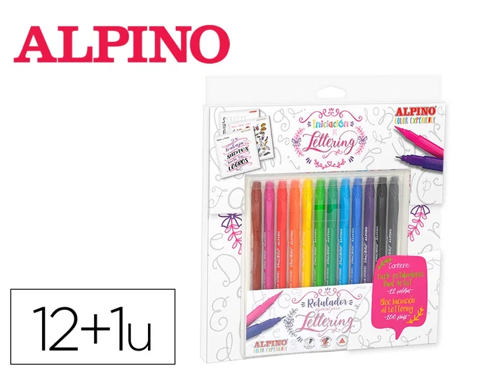 ALPINO Set de Iniciación al Lettering con 12 Rotuladores Dual Artist y Libro Guía ALPINO Set de Iniciación al Lettering con 12 Rotuladores Dual Artist y Libro Guía