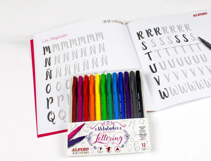 ALPINO Set de Iniciación al Lettering con 12 Rotuladores Dual Artist y Libro Guía ALPINO Set de Iniciación al Lettering con 12 Rotuladores Dual Artist y Libro Guía