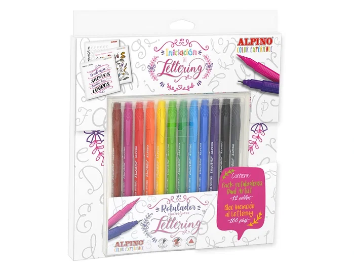 ALPINO Set de Iniciación al Lettering con 12 Rotuladores Dual Artist y Libro Guía ALPINO Set de Iniciación al Lettering con 12 Rotuladores Dual Artist y Libro Guía
