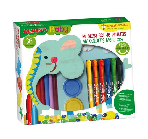 Alpino Mega Set de 36 piezas de pinturas Baby para niños con surtido de materiales