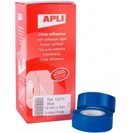 Apli Cinta Adhesiva Silenciosa Rollo 19 mm X 33 M Pp Caja 8 Ud Color Azul