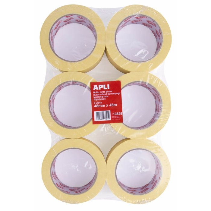 Cinta Adhesiva Apli Carrocería Pintor Amarillo 6 Piezas 48 mm x 45 m Cinta Adhesiva Apli Carrocería Pintor Amarillo 6 Piezas 48 mm x 45 m
