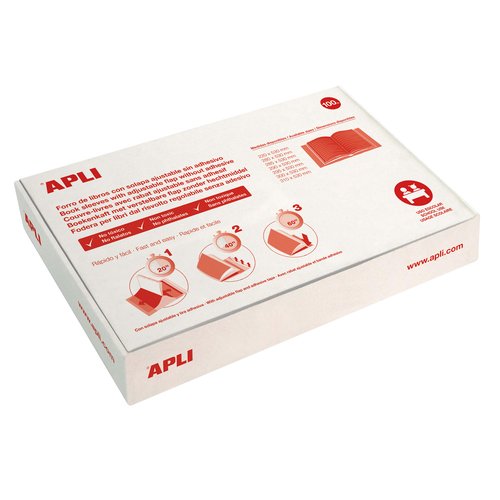 Apli Forro de Libros con Solapa Ajustable 280 mm 130 Micras, Caja de 100 unidades