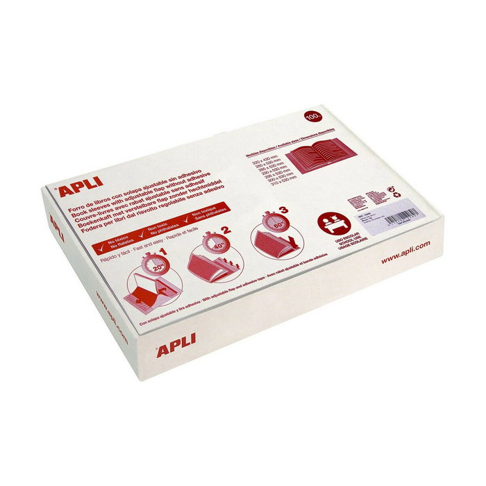 Apli Forro de Libros con Solapa Ajustable 290mm 130 Micras, Transparente Apli Forro de Libros con Solapa Ajustable 290mm 130 Micras, Transparente