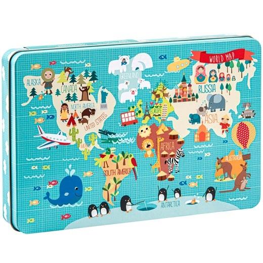 Apli Puzzle Temática Mapamundi 24 Piezas Caja Metálica +3 Años Apli Puzzle Temática Mapamundi 24 Piezas Caja Metálica +3 Años