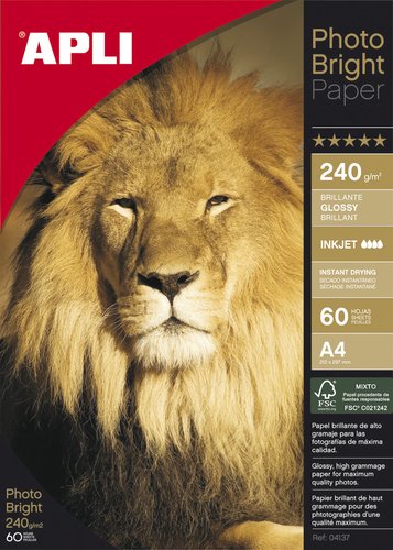 Apli Papel Fotográfico Profesional Photobright A4 240g Blanco Brillo